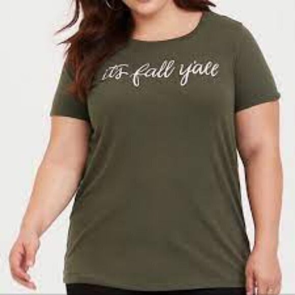 Torrid Olive Graphic Fall Slim Fit Tee - Picture 1 of 9